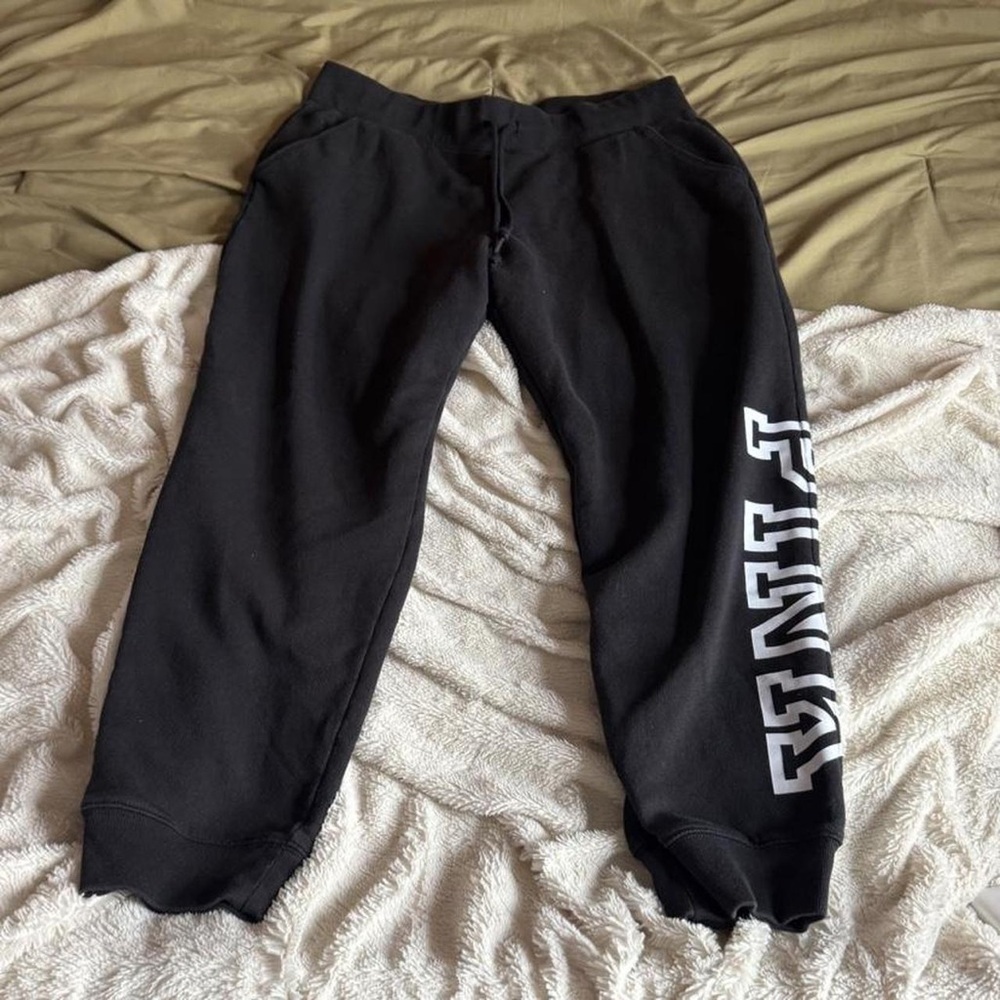 Victoria's Secret Black Sweatpants with White PINK Side Logo